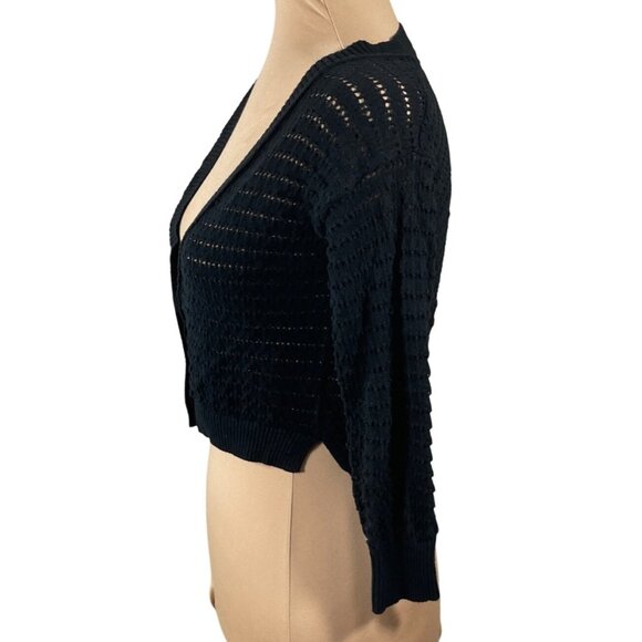 Mossimo Cropped Cardigan Sweater Black V-Neck XS Extra Small - Picture 2 of 8